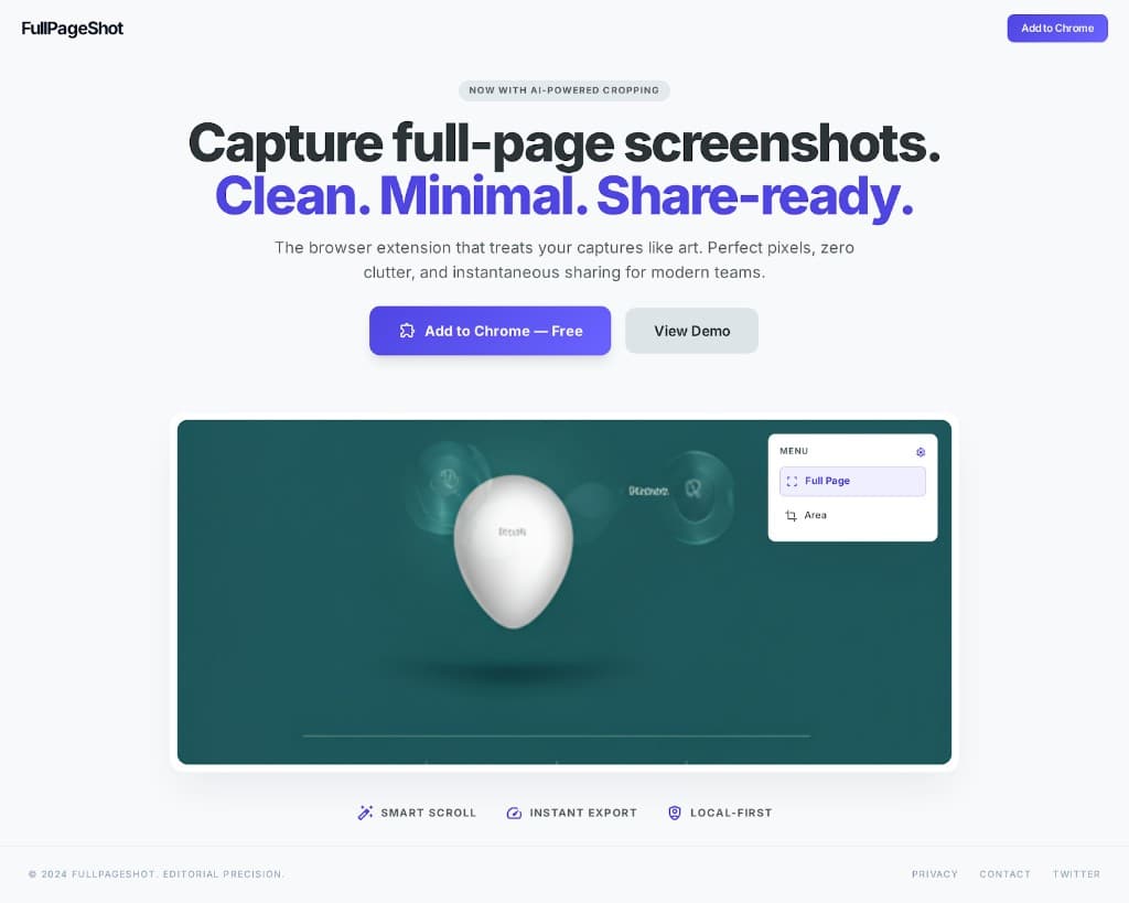 FullPageShot Pro showing a full-page screenshot workflow